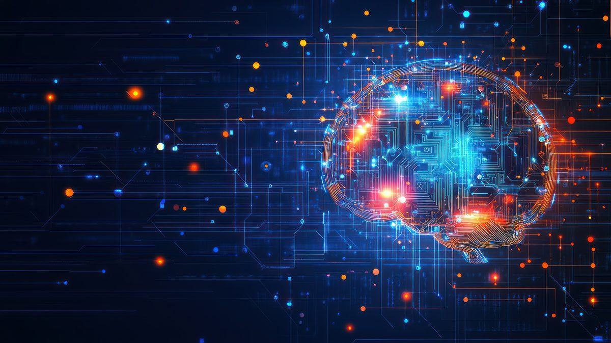 Abstract network of connected points of light
